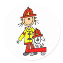 Stick Figure Firefighter with Dalmation Sticker