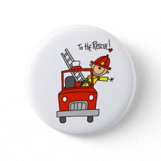 Stick Figure Firefighter with Fire Engine Button button