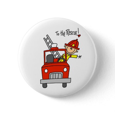 Stick Figure Firefighter with Fire Engine Button by stick_figures