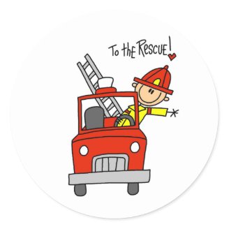 Funny Stick Figure Snowmobile Sticker on Stick Figure Firefighter With Fire Engine Stickers From