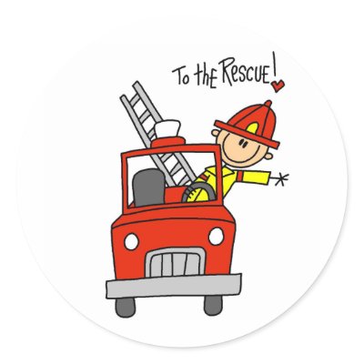 Stick Figure Firefighter with Fire Engine Stickers by stick_figures