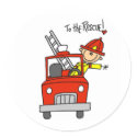 Stick Figure Firefighter with Fire Engine Stickers