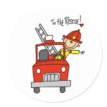 Stick Figure Firefighter with Fire Engine Stickers