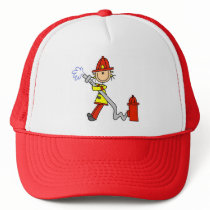 Stick Figure Firefighter with Hose Hat