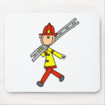 Stick Figure Firefighter with Ladder Mousepad