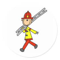 Stick Figure Firefighter with Ladder Stickers by stick_figures Stick Figure Firefighter with Ladder Stickers