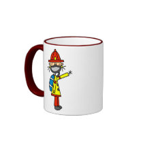 Stick Figure Firefighter with Mask Mug by stick_figures Stick Figure Firefighter with Mask Mug