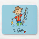 Stick Figure Fisherman mousepads