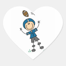 Stick Figure Football Blue Heart Stickers