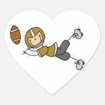 Stick Figure Football Gold Heart Stickers