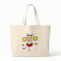 Stick Figure Girl Cheerleader Tshirts and Gifts Tote Bags