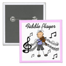 Stick Figure Girl Fiddle Player Tshirts and Gifts Buttons