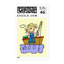 Stick Figure Girl Fishing T-shirts and Gifts postage by stick_figures Stick Figure Girl Fishing T-shirts and Gifts postage