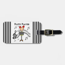 Stick Figure Girl Flute Player Tshirts and Gifts Tag For Bags