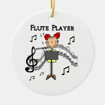 Stick Figure Girl Flute Player Tshirts and Gifts Christmas Tree Ornaments