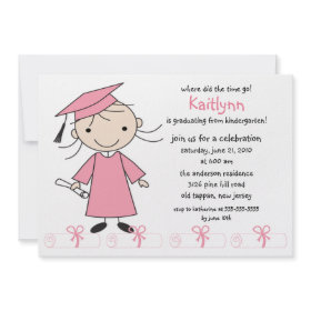Stick Figure Girl Graduation Invitation
