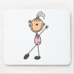 Stick Figure Girl Gymnast in Pink Mousepad