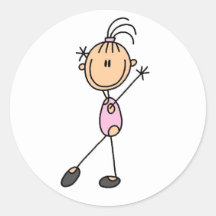Stick Figure Girl Gymnast in Pink Stickers