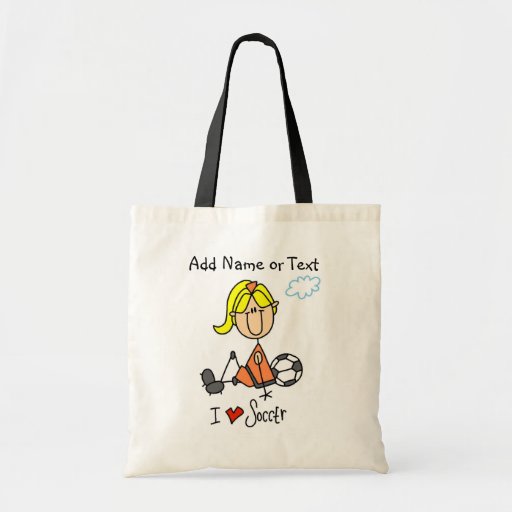 Stick Figure Girl I Love Soccer Player  Bag
