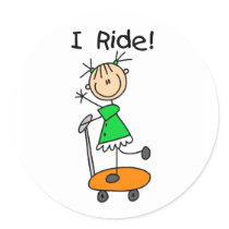 Stick Figure Girl I Ride stickers