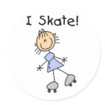 Stick Figure Girl I Skate Sticker