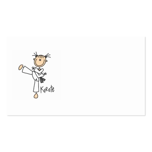 Stick Figure Girl Karate T-shirts and Gifts Business Card (back side)
