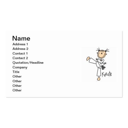 Stick Figure Girl Karate T-shirts and Gifts Business Card