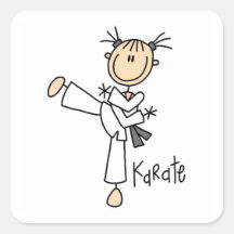 Stick Figure Girl Karate T-shirts and Gifts Square Sticker
