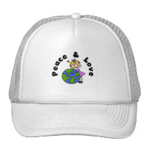 Stick Figure Girl Peace and Love T-shirts and Gift Mesh Hats