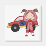Stick  Figure Girl Race Car Driver Tshirts Magnets