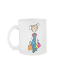 Stick Figure Girl Shopping Mug by stick_figures Stick Figure Girl Shopping Mug