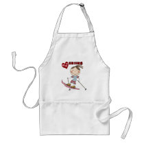 Stick Figure  Girl Skier Tshirts and Gifts aprons