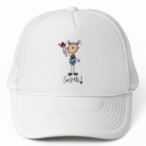 Stick Figure Girl Winning Medal Hat