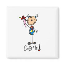 Stick Figure Girl Winning Medal Magnet