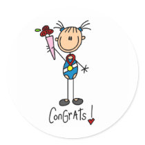 Stick Figure Girl Winning Medal Stickers