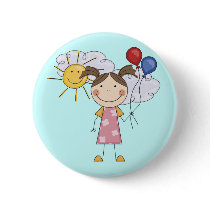 Stick Figure Girl with Balloons T-shirts and Gifts Pin