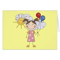 Stick Figure Girl with Balloons T-shirts and Gifts cards