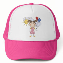 Stick Figure Girl with Balloons T-shirts and Gifts Mesh Hats
