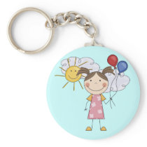 Stick Figure Girl with Balloons T-shirts and Gifts Key Chain