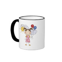 Stick Figure Girl with Balloons T-shirts and Gifts Coffee Mugs
