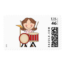Stick Figure Girl With Drums stamps