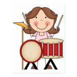 Stick Figure Girl With Drums Postcards