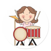 Stick Figure Girl With Drums stickers