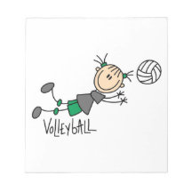 Stick Figure Girls Volleyball T-shirts and Gifts Memo Note Pads
