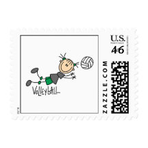 Stick Figure Girls Volleyball T-shirts and Gifts Postage Stamps