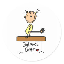 Stick Figure Gymnast on Balance Beam Stickers