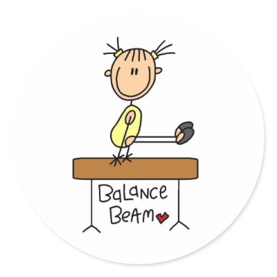 Stick Figure Gymnast on Balance Beam Stickers