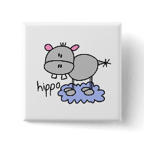 Stick Figure Hippo T-shirts and Gifts buttons