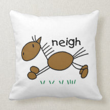 Stick Figure Horse T-shirts and Gifts Pillow