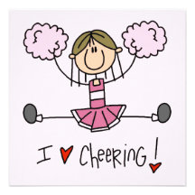 Stick Figure I Love Cheering T-shirts and Gifts Personalized Invites